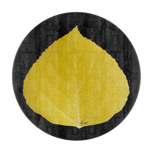 Planche À Découper Feuille d'Aspen jaune #5 (Devant)