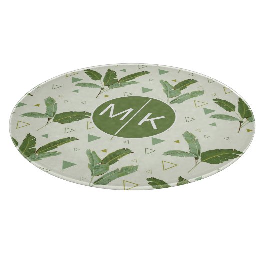 Planche À Découper Feuille de banane avec le monogramme des triangles (Coin)