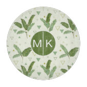 Planche À Découper Feuille de banane avec le monogramme des triangles (Devant)