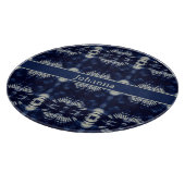 Planche À Découper Feuille de palme en bleu Delft, personnalisable (Coin)