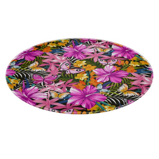 Planche À Découper Feuille et fleurs tropicaux (Coin)