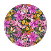 Planche À Découper Feuille et fleurs tropicaux (Devant)