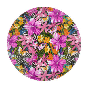 Planche À Découper Feuille et fleurs tropicaux