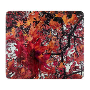 Planche À Découper Feuille rouge et orange