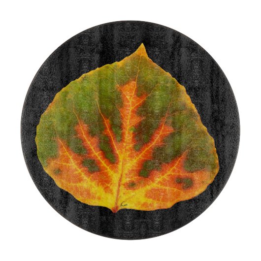 Planche À Découper Feuille vert orange et jaune d'Aspen #1 (Devant)