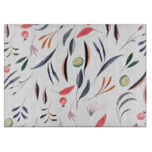 Planche À Découper Feuilles d'aquarelle légère et Motif de baies (Devant)