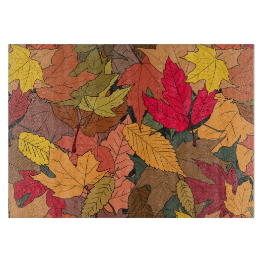 Planche À Découper Feuilles d'automne colorées (Devant)