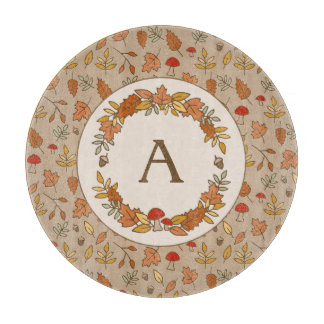 Planche À Découper Feuilles d'automne Monogram Thanksgiving