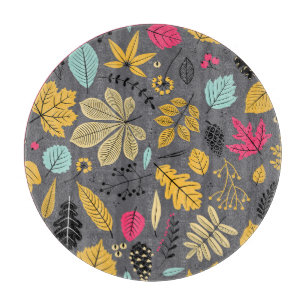 Planche À Découper Feuilles d'automne : Motif foncé sans couture