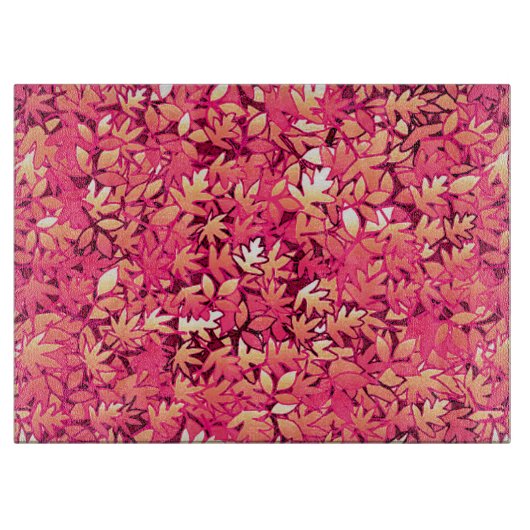 Planche À Découper Feuilles d'automne, tons rouges et oranges (Devant)