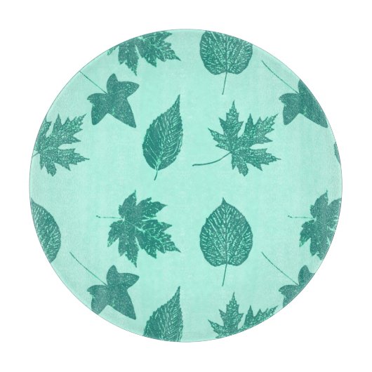 Planche À Découper Feuilles d'automne - turquoise et aqua (Devant)