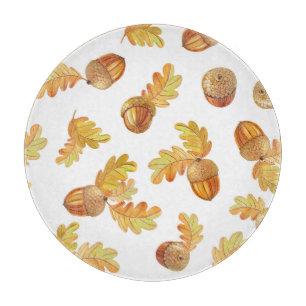 Planche À Découper Feuilles de chêne d'automne : motif coloré.