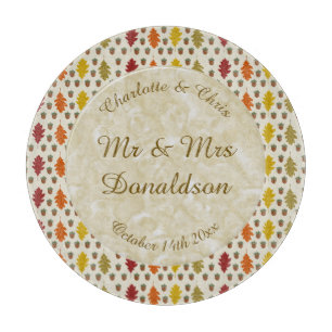 Planche À Découper Feuilles de chêne et Acorns Automne Mariage d'auto