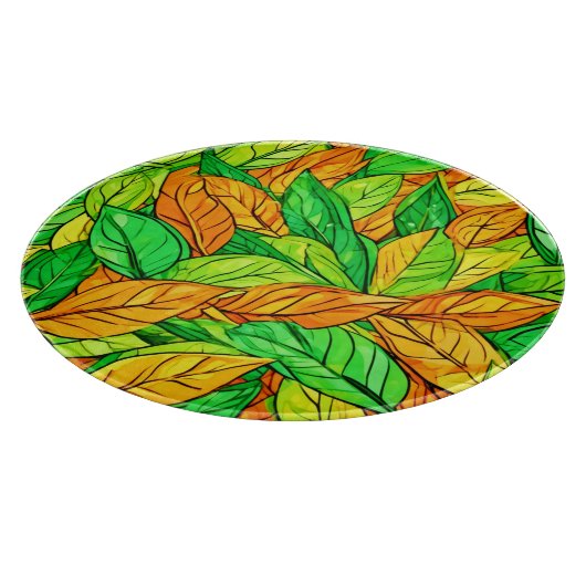 Planche À Découper Feuilles de dessin animé : orange et vert (Coin)