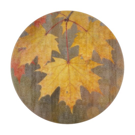 Planche À Découper Feuilles de érable d'automne doré (Devant)