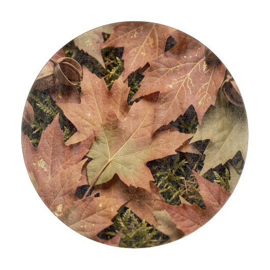 Planche À Découper Feuilles de érable d'automne dorées Mousse Feuilla (Devant)