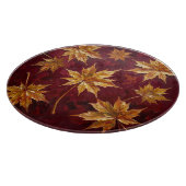 Planche À Découper Feuilles de Érable Dorées Peinture d'Automne (Coin)
