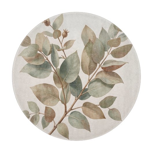 Planche À Découper Feuilles de eucalyptus vert sauge doux Botanique (Devant)