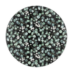 Planche À Découper Feuilles de l'Eucalyptus : Motif de fleurs blanche