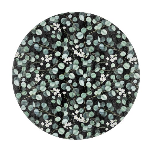 Planche À Découper Feuilles de l'Eucalyptus : Motif de fleurs blanche (Devant)