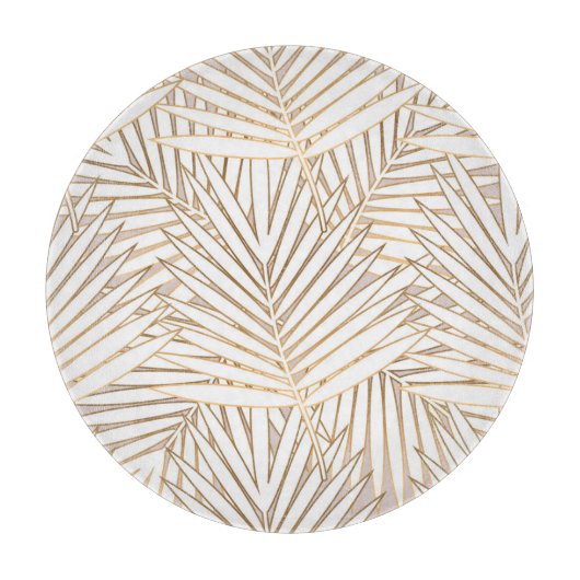 Planche À Découper Feuilles de palmiers dorés : art déco. (Devant)