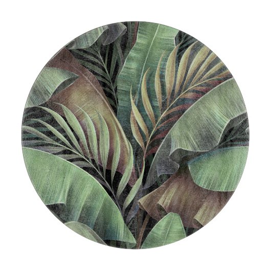 Planche À Découper Feuilles de palmiers tropicaux, illustration 3D de (Devant)
