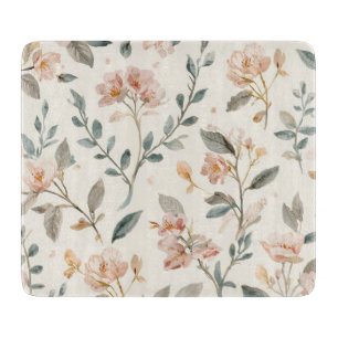 Planche À Découper Feuilles de peinture à l'aquarelle botanique flora