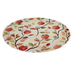 Planche À Découper Feuilles de pommes rouges à la crème
