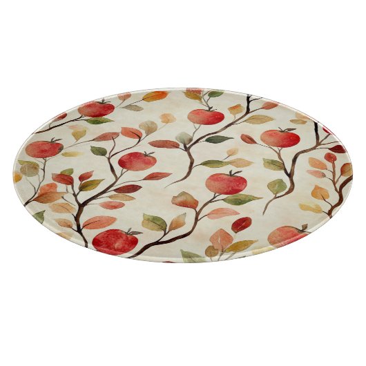Planche À Découper Feuilles de pommes rouges à la crème (Coin)