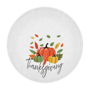 Planche À Découper Feuilles de Thanksgiving et citrouille aux couleur