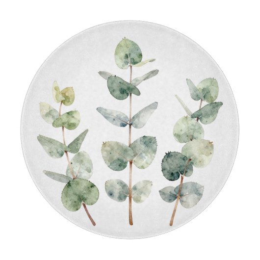Planche À Découper Feuilles d'eucalyptus botanique à l'aquarelle (Devant)