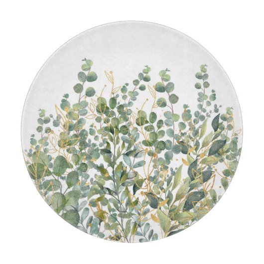 Planche À Découper Feuilles D'Eucalyptus Botanique Or Et Vert (Devant)