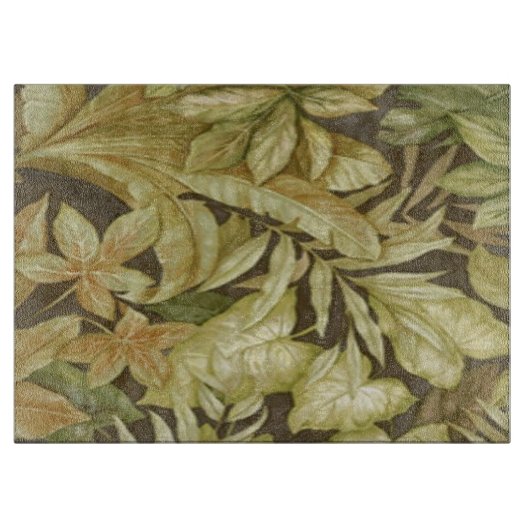 Planche À Découper Feuilles D'Or Sur Planche À Coupe Noire (Devant)