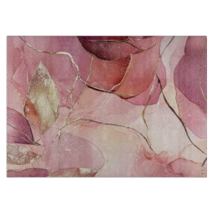 Planche À Découper Feuilles dorées Bourgogne Blush Rose 