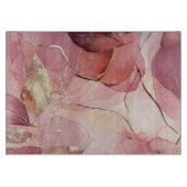 Planche À Découper Feuilles dorées Bourgogne Fleur rose  (Devant)