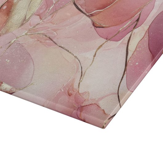 Planche À Découper Feuilles dorées Bourgogne Fleur rose  (Coin)