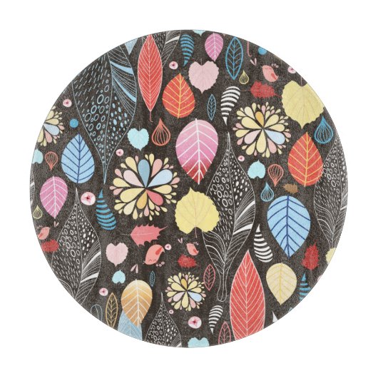 Planche À Découper Feuilles et oiseaux d'automne. (Devant)