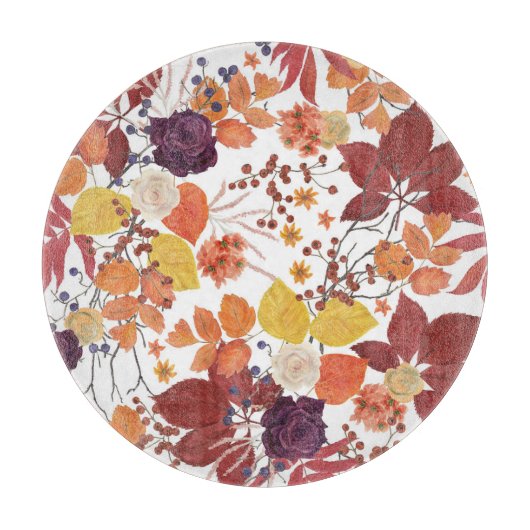 Planche À Découper Feuilles et Roses de l'automne (Devant)