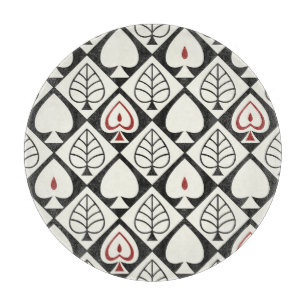 Planche À Découper Feuilles géométriques, motif naturel transparent.