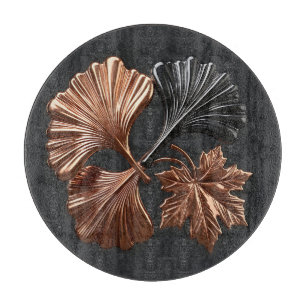 Planche À Découper Feuilles métalliques de cuivre noir Ginkgo Maple