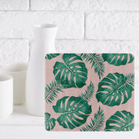 Feuilles Pink & Green Palm sans couture Motif