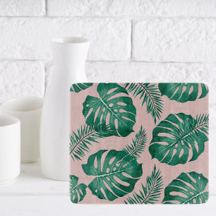 Planche À Découper Feuilles Pink & Green Palm sans couture Motif