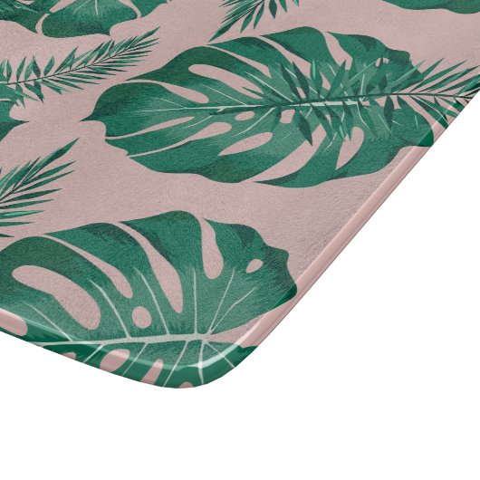 Planche À Découper Feuilles Pink & Green Palm sans couture Motif (Coin)