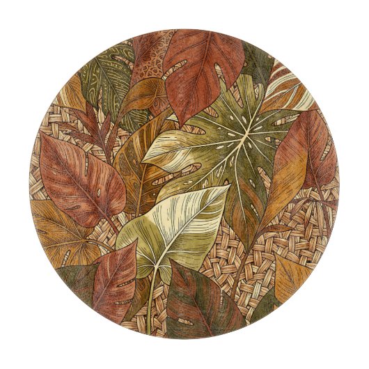 Planche À Découper Feuilles tropicales de Monstera, vert rouille, bot (Devant)