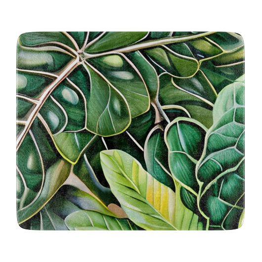 Planche À Découper Feuilles Tropicales Vertes (Devant)
