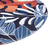 Planche À Découper Feuilles tropicaux colorés Arrière - plan bleu (Coin)