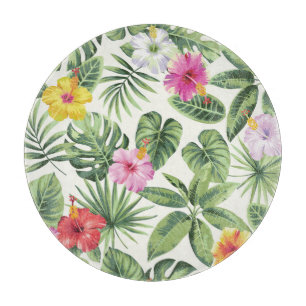 Planche À Découper Feuilles tropicaux, fleurs, motif vintage sans sou