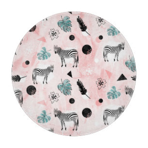 Planche À Découper Feuilles tropicaux Zebras Cravate-Dye Motif