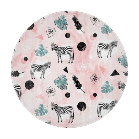 Planche À Découper Feuilles tropicaux Zebras Cravate-Dye Motif (Devant)