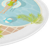 Planche À Découper Fille de piscine en bikini plage d'été (Coin)